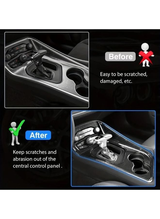 Carbon Fiber Center Console Trim Gear Shift Panel Cover For Dodge Challenger 2015 2023 - Image 4